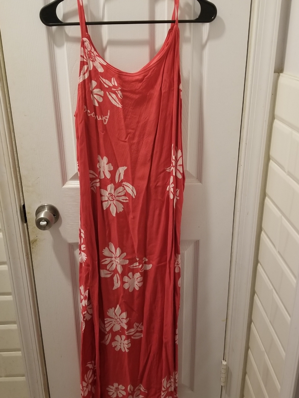 Androsia Bahamas Red Floral Maxi Dress Rayon Sleeveless Size S